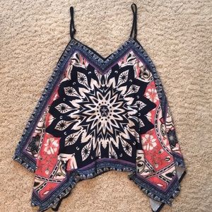 Strappy patterned boho tank